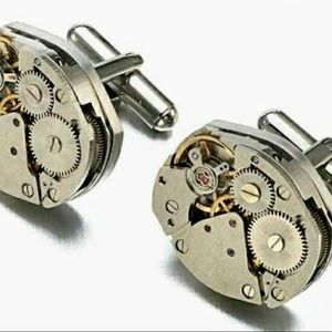 Steampunk cufflinks silver punk rock emo boho vintage style